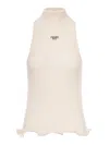 Fendi Cotton Top Finished With Ruffles In White