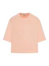 Fendi Peach Crewneck Cropped T-shirt In Pink & Purple