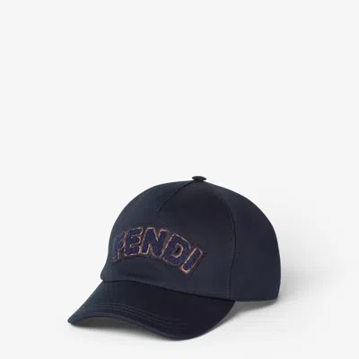 Fendi Cotton Trucker Hat In Blue
