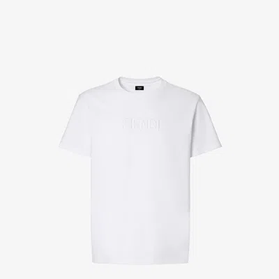 Fendi Crew Neck Short Sleeve T-shirt With Ff Logo In White