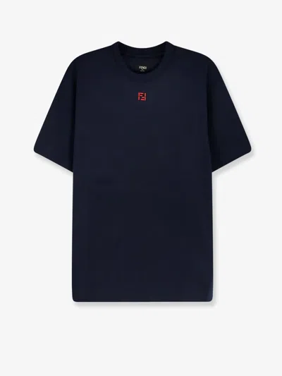 Fendi Crew-neck Short-sleeved T-shirt In Blue