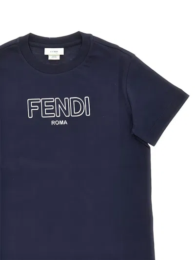Fendi Kids'  Cotton T-shirt In Blue
