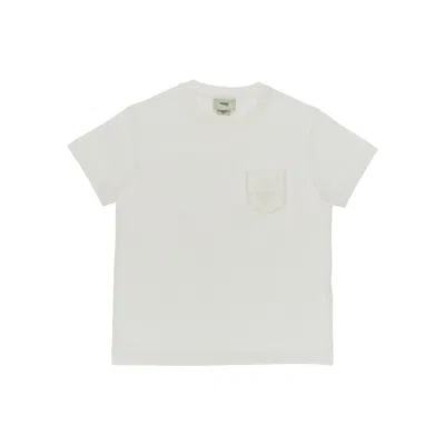 Fendi Cotton T-shirt With Logo Embroidery Kids In White