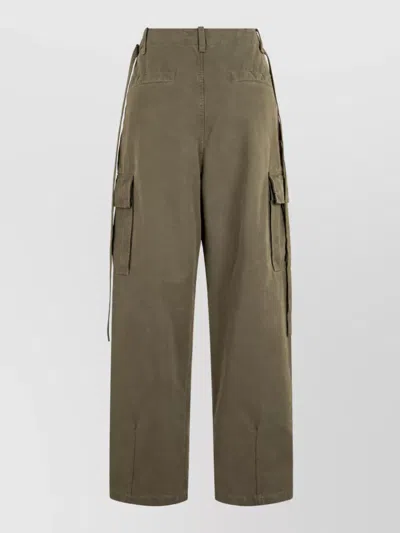 Fendi Cotton Wide-leg Cargo Trousers In Gray