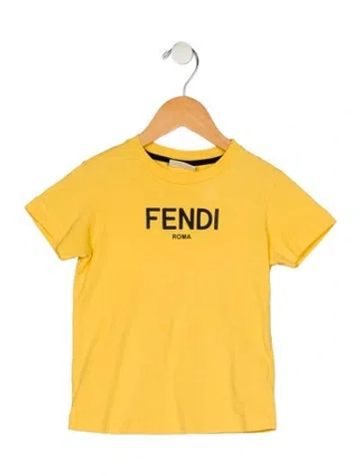 Pre-owned Fendi Babies' Cotton Yellow And Black Patterned T-shirt With Branding In Multi