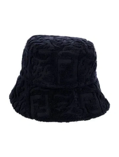 Pre-owned Fendi Cotton Zucca Ff Bucket Hat In Blue