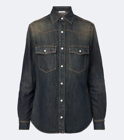Fendi Cotton-blend Denim Shirt In Blue