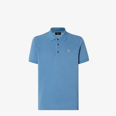 Fendi Blue Cotton Polo Slim