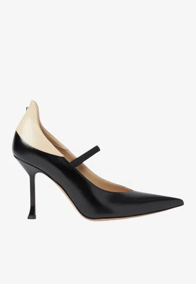 Fendi Court 95 Two-tone Leather Pumps In Black