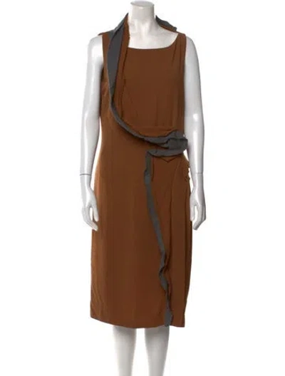 Pre-owned Fendi Cowl Neck Midi Length Dress In Neutral