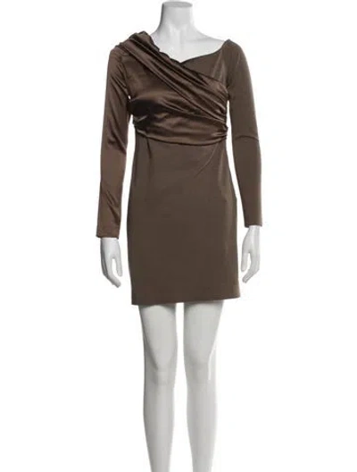 Pre-owned Fendi Cowl Neck Mini Dress In Brown