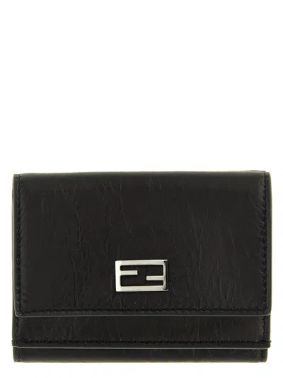 Fendi 'tube' Mini Trifold Wallet In Black