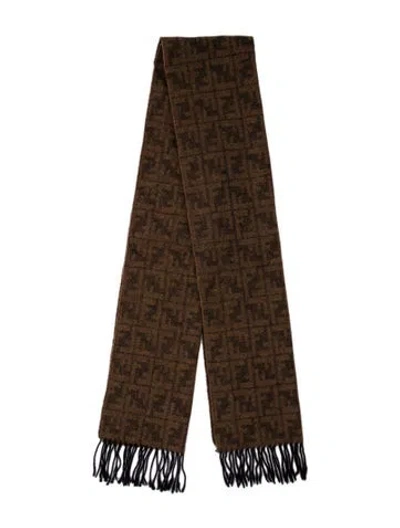Pre-owned Fendi Cravette Wool Scarf In Brown