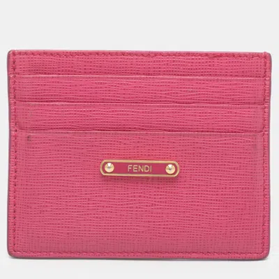 Pre-owned Fendi Crayons Pink Leather Card Holder