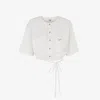 Shop Fendi Cream-coloured Cotton And Silk Cropped Shirt