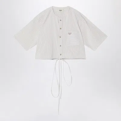 Fendi Cream-coloured Cotton And Silk Cropped Shirt Women