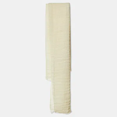 Pre-owned Fendi Cream Cotton & Linen Stole In White