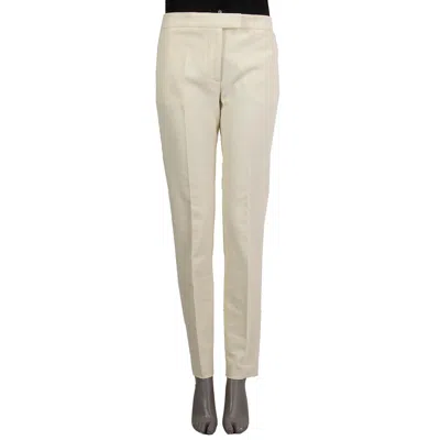 Pre-owned Fendi Cream Cotton Textured Straight Leg Pants 42 M In White