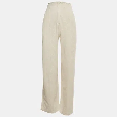 Pre-owned Fendi Cream Lace High Waisted Trousers M In White