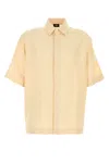 Fendi Men Jacquard Linen And Cotton Shirt With All-over Ff Embroidery In Neutral