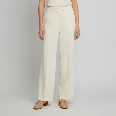 Pre-owned Fendi Cream Wool Blend Wide Leg Trousers M