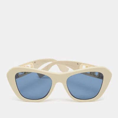 Pre-owned Fendi Cream/blue Fe40064i Frame Cat Eye Sunglasses
