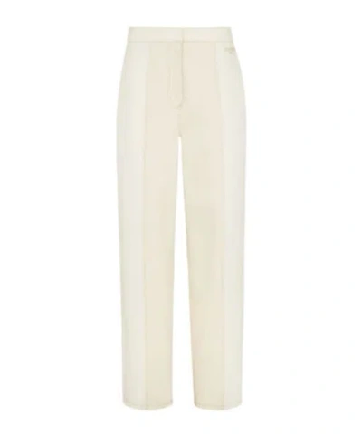 Fendi Creased Casual Pants In White