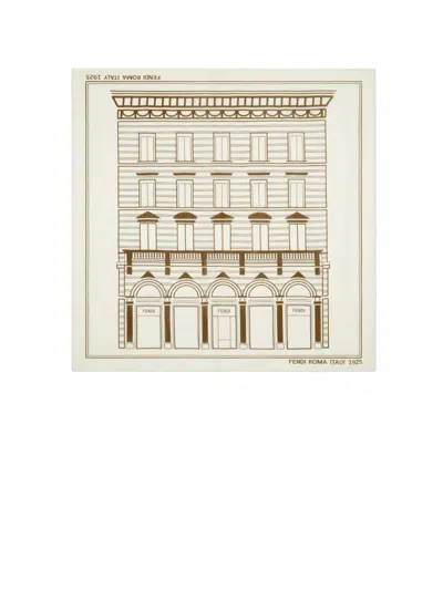 Fendi Crema Moro Silk Blend Scarfs In Neutral