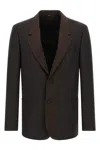 Fendi Tailored Wool Blazer Notch Lapel In Brown