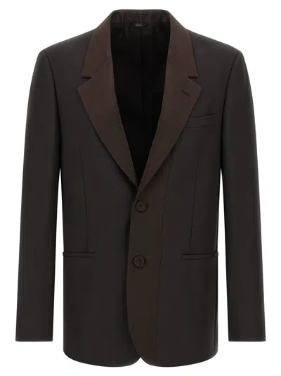 Fendi Crepe Wool Blazer In Brown