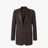 Fendi Tailored Wool Blazer Notch Lapel In Brown