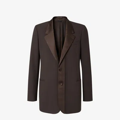 Fendi Single-breasted Tailored Blazer In Brown