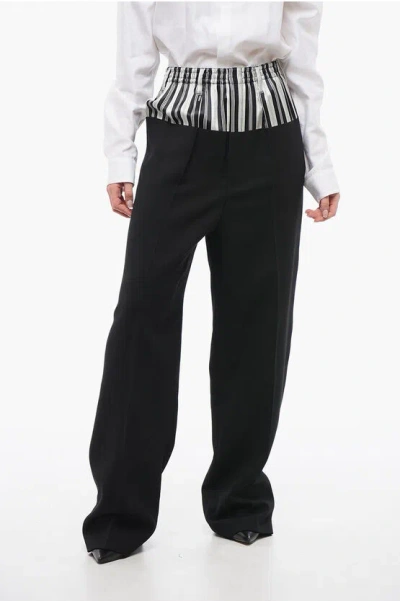 FENDI CREPE WOOL PANTS WITH STRIPED DETAIL