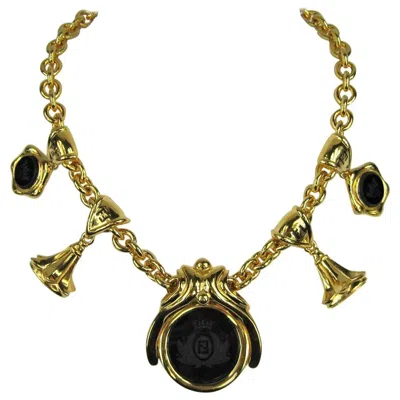 Pre-owned Fendi Crest Black Matte Necklace New, Never Worn, 1990s