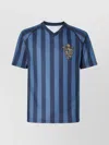 Fendi T-shirt In Blue Striped Pequin Fabric.