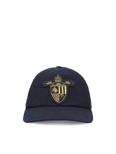 Fendi Crest Patch Cap In Blue