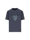 Fendi Crest Embroidered Crewneck T-shirt In Blue