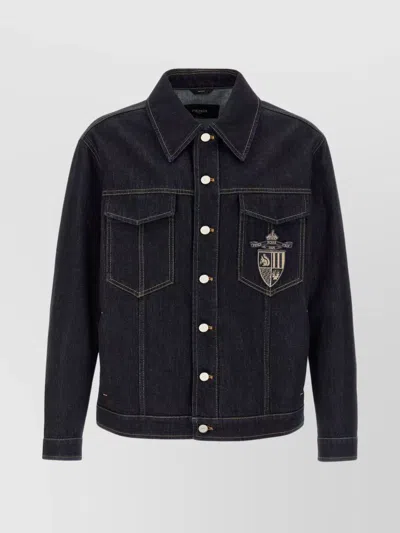 Fendi Crest Jacket With Chest Pockets And Contrast Stitching