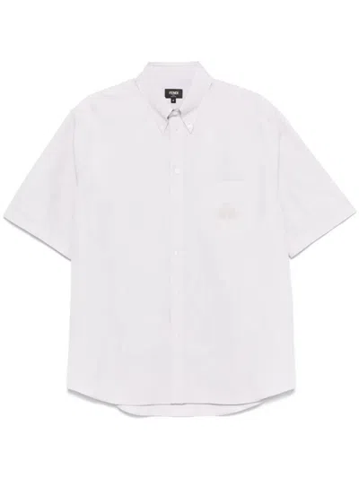 Fendi Crest Oxford Cotton Shirt Clothing In Beige