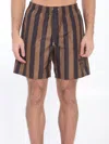 Fendi Printed Polyester Swimming Shorts In Brown