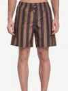 Fendi Printed Polyester Swimming Shorts In Brown