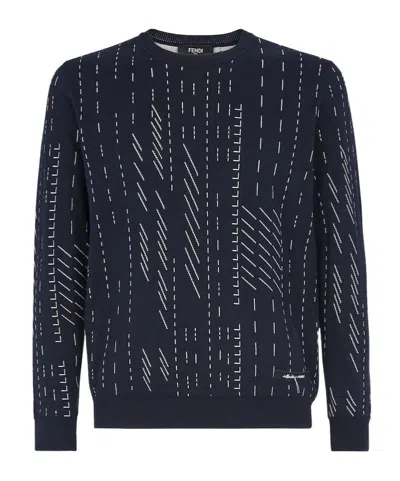 Fendi Crew-neck Jacquard Jumper In Black