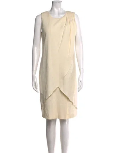Pre-owned Fendi Crew Neck Knee-length Dress In White
