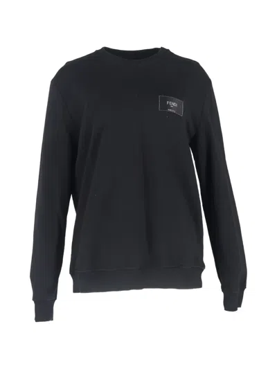 Pre-owned Fendi Crew-neck Logo-detail Sweatshirt In Black