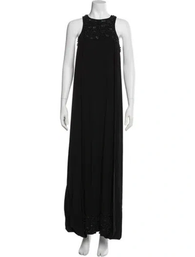 Pre-owned Fendi Crew Neck Long Dress In Black