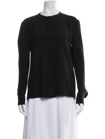 Pre-owned Fendi Crew Neck Long Sleeve Blouse In Gray