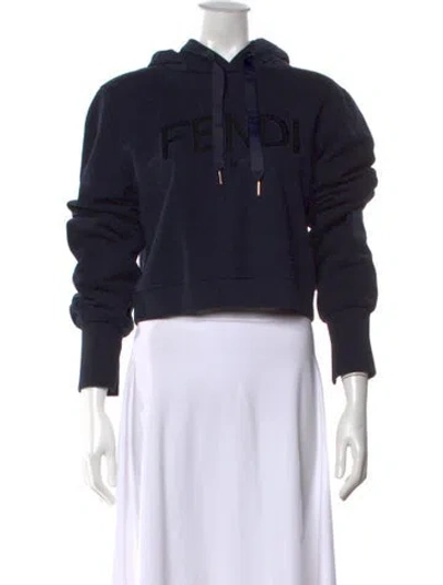 Pre-owned Fendi Crew Neck Long Sleeve Hoodie In Black