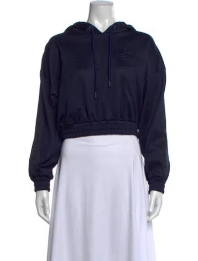 Pre-owned Fendi Crew Neck Long Sleeve Hoodie In Blue