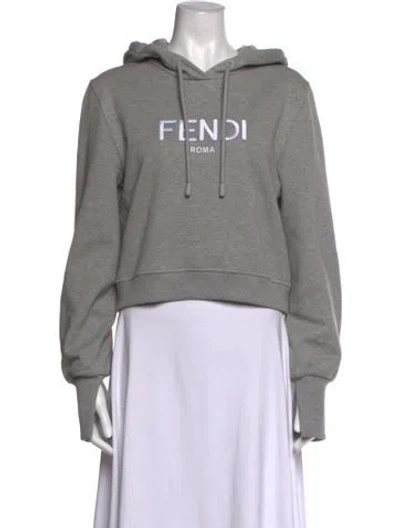 Pre-owned Fendi Crew Neck Long Sleeve Hoodie In Grey