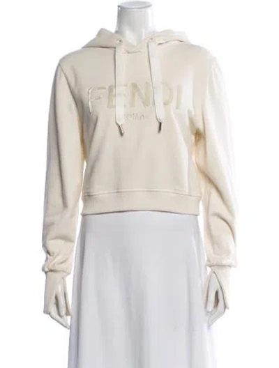 Pre-owned Fendi Crew Neck Long Sleeve Hoodie In Neutral